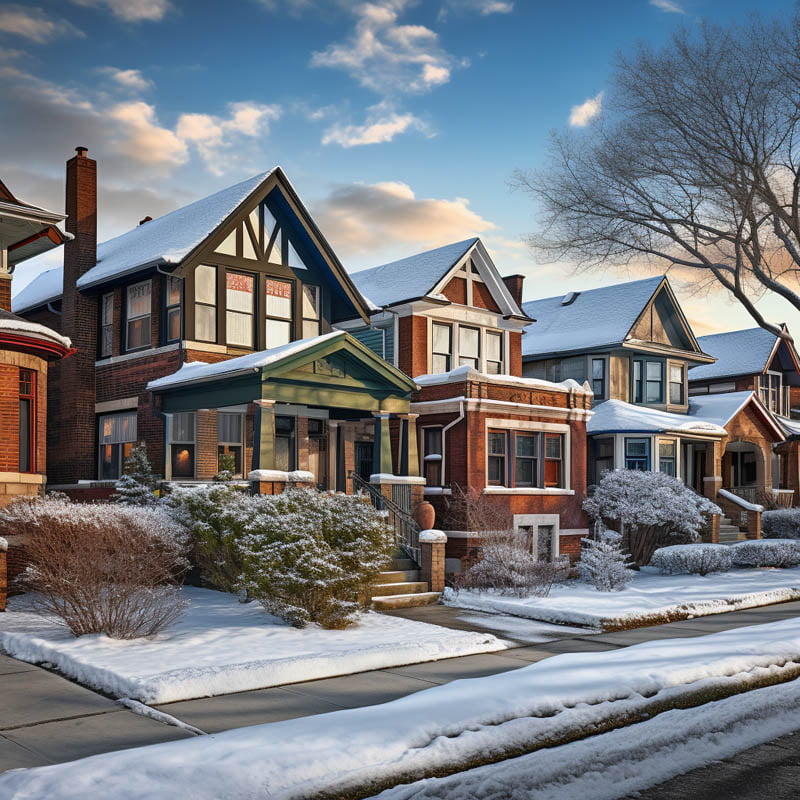 chicago bungalows after snow storm 