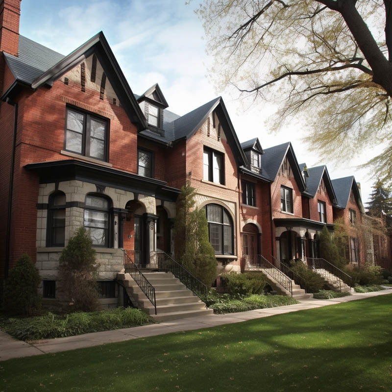 vintage chicago homes on tree-lined street